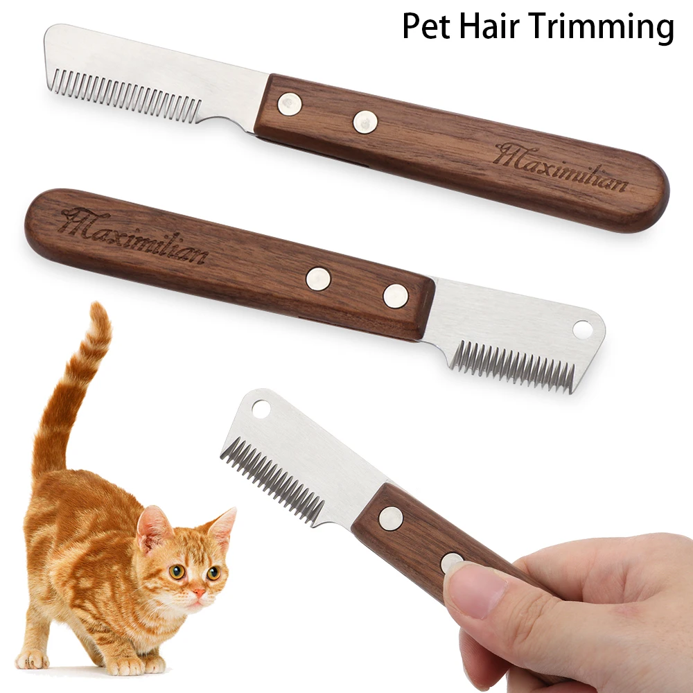 Professional Dog Hair Comb Cat Brush Wooden Handle Stainless Steel Stripping Knife Pet Hair Remover Pluck Excess Undercoat Clean