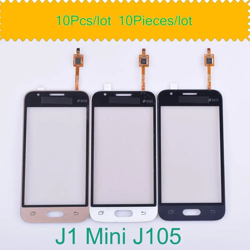 10 sztuk/partia czujnik ekranu dotykowego Digitizer zewnętrzny szklany obiektyw przedni Panel do Samsung Galaxy J1 Mini J105 SM-J105Y J105H J105M/DS