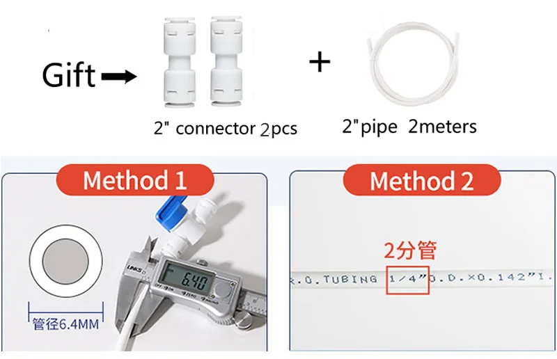 Water purifier faucet, 2 points universal interface, Double water outlet, 304 stainless steel, water purifier parts