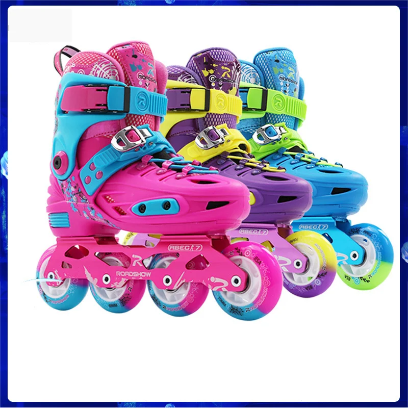 2021 New Children Skates Adjustable Size Inline Skates Boys Girls Kids Inline Skates High Quality Thicken 4 Wheels Skates Shoes