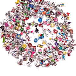 30/50Pcs Mixed Random Heart Love Animal Rose Flower Lettter Floating Charms Fit Glass Reliquary Photo Locket Pendant Jewelry