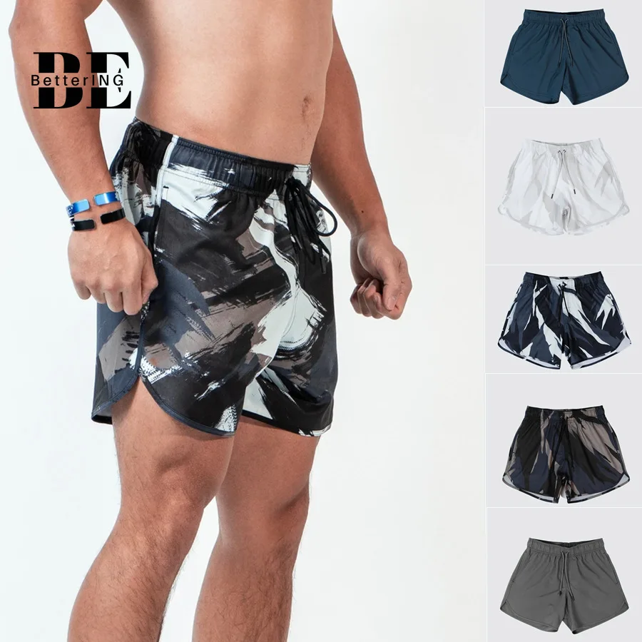 

2021 Men's New Sports Leisure Stretch Fitness Shorts European and American Camouflage Running Training Five-point Pants