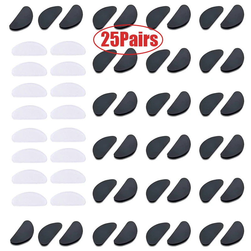 25Pairs Gläser Nase Pads Adhesive Silikon Nase Pads Non-slip Weiß Dünne Nosepads für Gläser Brillen Brillen Zubehör