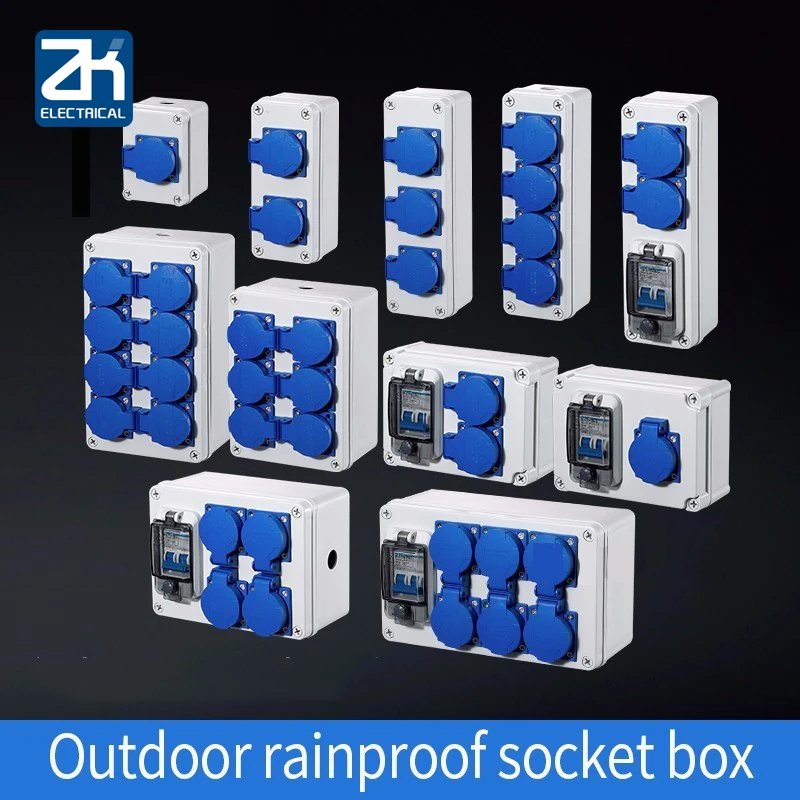 Outdoor rainwater socket Three holes 10A home wall mounted multi-function outdoor socket box electric car charging