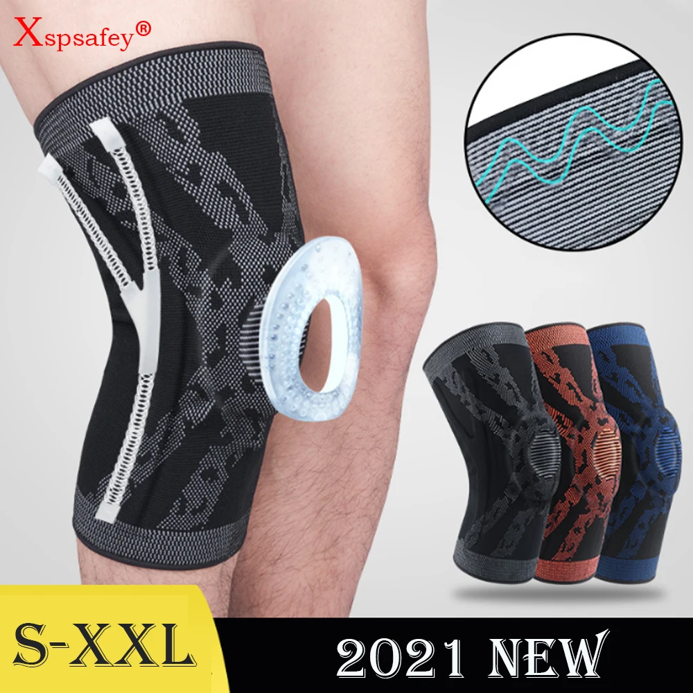 2021New Sports Fitness Running Knee Pads Brace Support Basketball Volleyball Patella Protection Cycling Kneepads Plus Size 1PCS