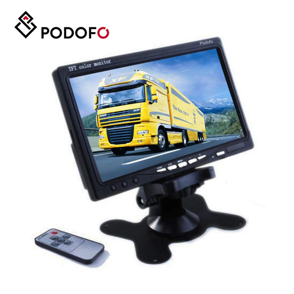 

Podofo 7" TFT Color LCD Headrest Car Parking Rear View Reverse Monitor With 2 Video Input 2 AV In For DVD VCD Reversing Camera