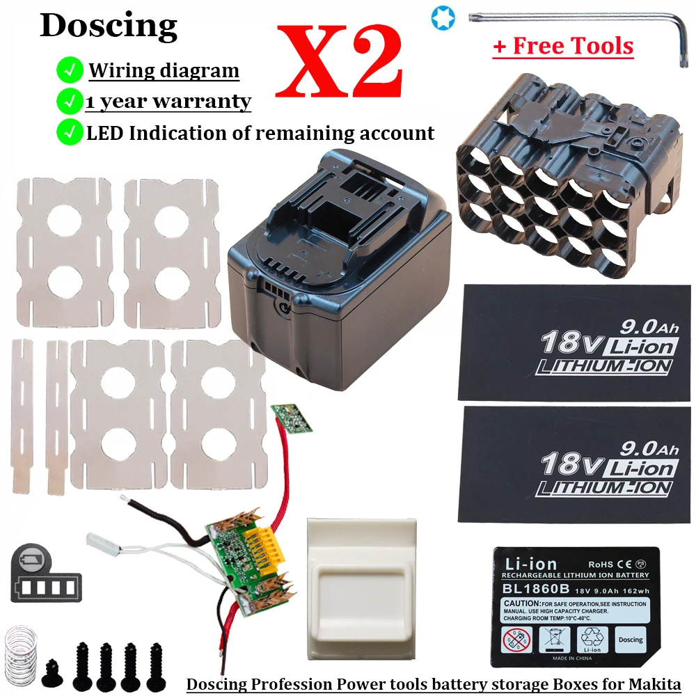 BL1890แบตเตอรี่ PCB ชาร์จป้องกัน Shell สำหรับ MAKITA 18V BL1860 9.0Ah 6.0Ah LED Li-Ion แบตเตอรี่ตัวบ่งชี้