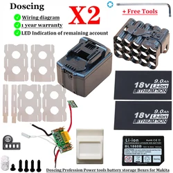 BL1890 Battery Case PCB Charging Protection Board Shell Box For MAKITA 18V BL1860 9.0Ah 6.0Ah LED Li-ion Battery Indicator