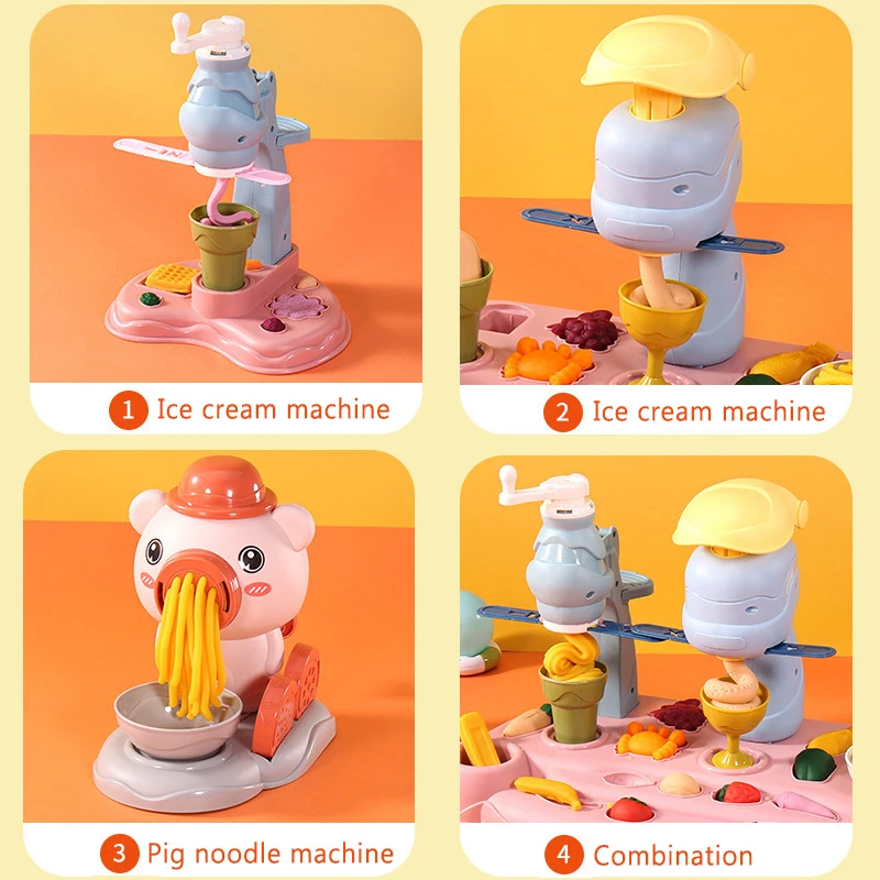 Pretend Spelen Piggy Noodle Machine Familie Speelhuis Speelgoed Set Gekleurde Klei Plasticine Ijs Machine Schimmel Kinderen speelgoed