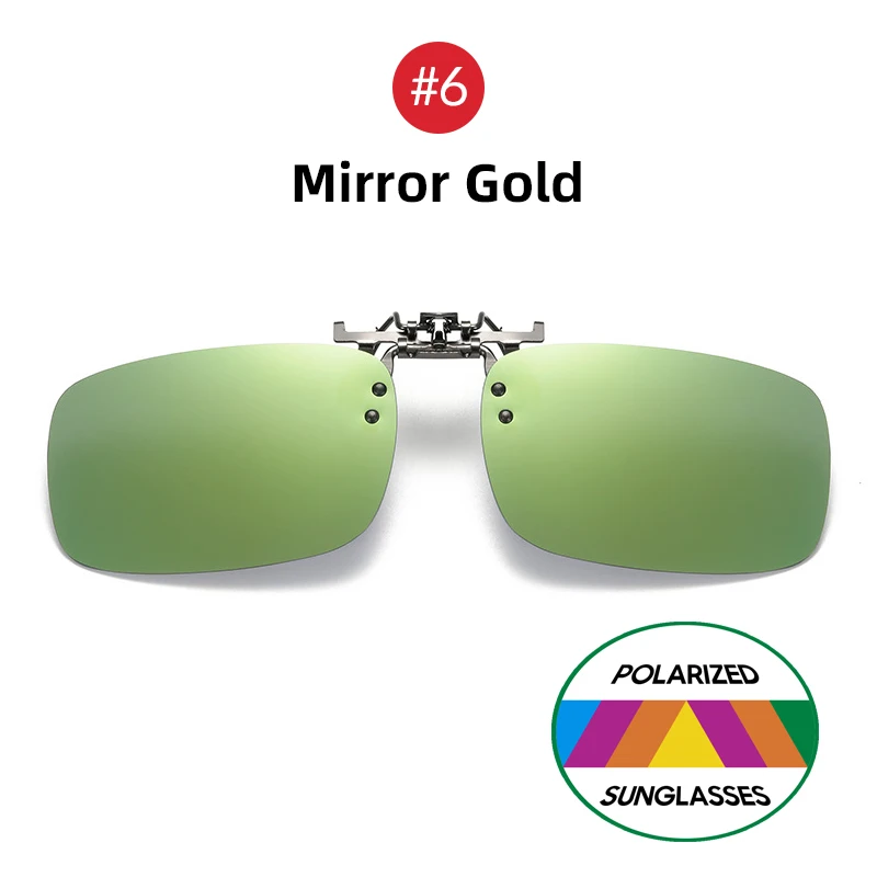 VIVIBEE Spiegel Blau Flip Up Clip auf Sonnenbrille Angeln Männer Quadratische Polarisierte Linse Metall Nachtsicht Fahren UV400 Frauen Gläser