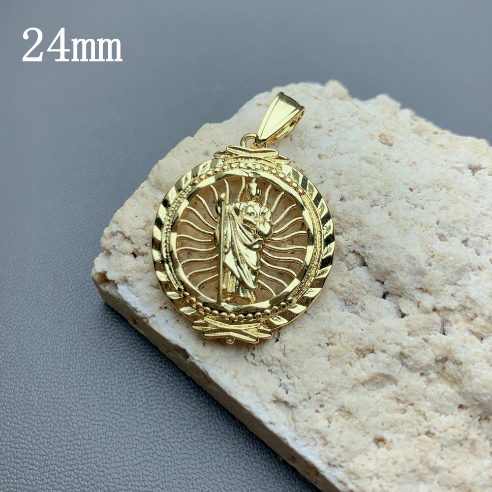 Metal Square Round Medal St Jude Jesus Men Women Pendants Charms For Jewelry Making Classic Religions Wish Necklace Accessories