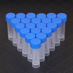 50/20/10pcs 5ml Chemistry Graduated Plastic Test Tubes Vials Seal Caps Pack Container for Office School Chemistry Supplies