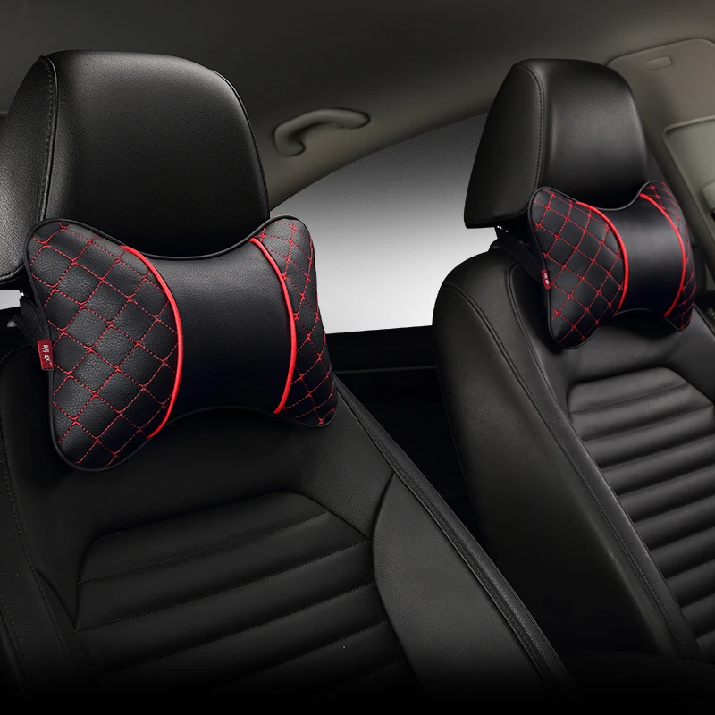 The new leather car headrest neck pillow four vehicle seat headrest head pillow neck neck protecting pillow on a