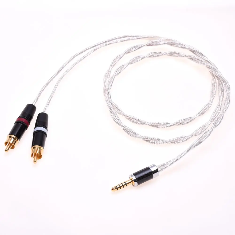 4.4MM Male to RCA Male Audio Extension Clear Silver Plated Shield Cable Compatible for iFi Sony NW-WM1Z 1A MDR-Z1R TA-ZH PHA-2