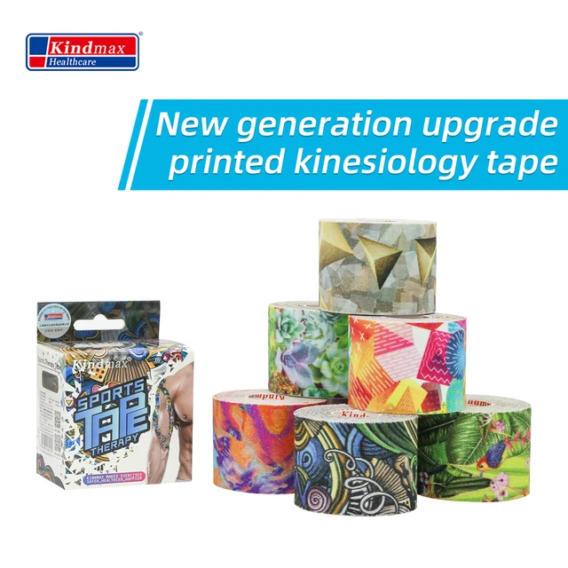 Kindmax Healthcare Fashion Printing Kolorowy zestaw taśm kinezjologicznych do sportów sportowych Ochraniacz mięśni 5 cm x 5 m w rolce