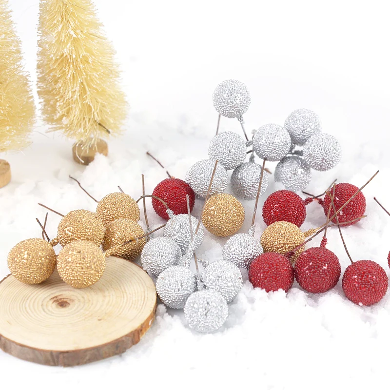 Künstliche Schaum Staubblatt Obst Berry Gold Silber Rote kirsche perlglanz staubblatt hochzeit Weihnachten decor DIY geschenk box Kränze – Detail 14