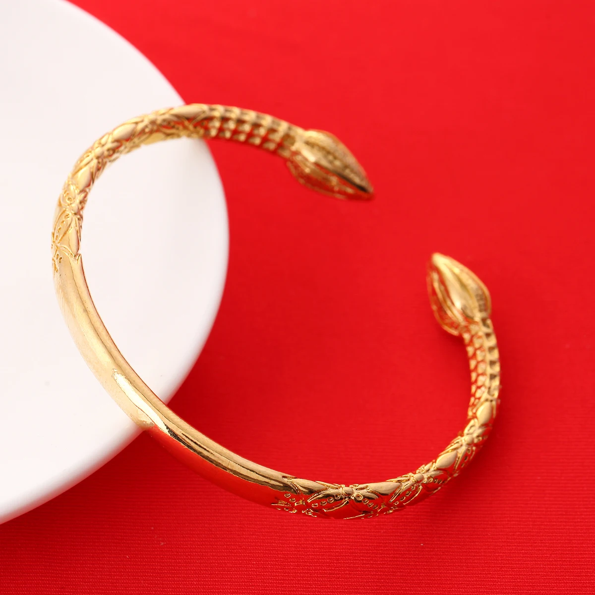 Ethiopian Real Man Jewelry Accessories Gold Color Opening Embossing Charm Bangles