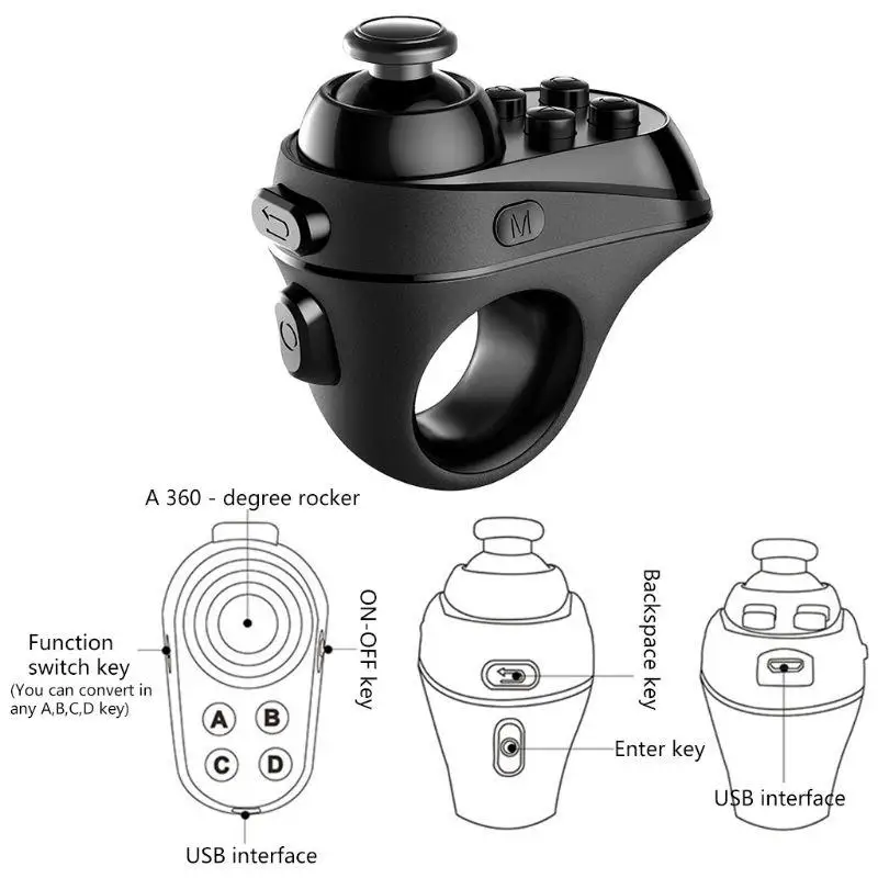 R1 Ring shape 3D Bluetooth 4,0 VR controlador inalámbrico Gamepad Joystick Gaming mando a distancia para lOS y Android smartpho