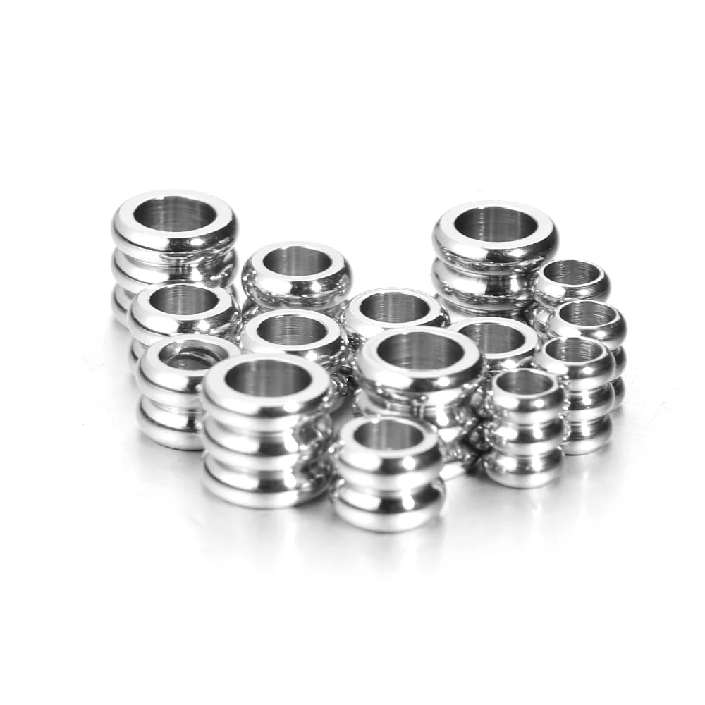 20 Stück 3mm 4mm 5mm Edelstahl-Abstandsperlen mit großem Loch für DIY-Schmuckherstellung, Halsketten, Armbänder und Zubehör. – Detail 4