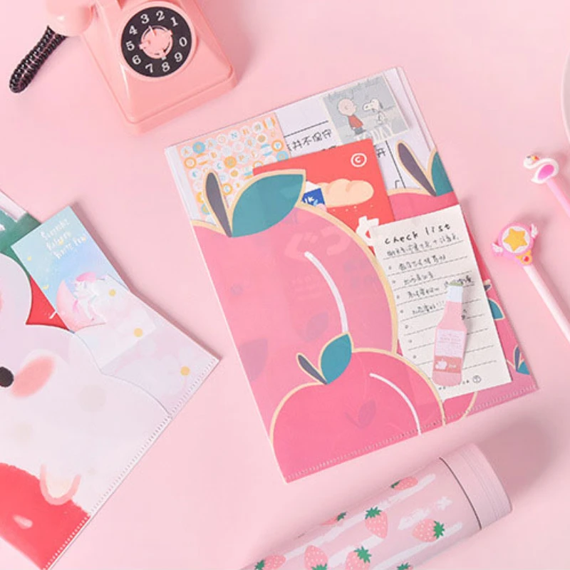 Kawaii Multi-layer Creative Folder Fun College Wind Information Bag A4 Office File Bag Test Paper Information Booklet