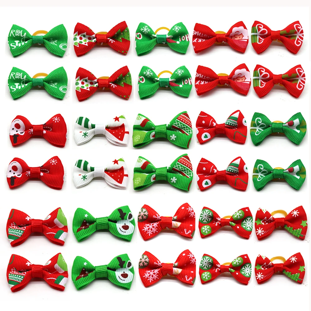 10pcs Pet hair bows Cute Chiffon dog bows Rubber bands dog hair accessories Pet grooming products Gift