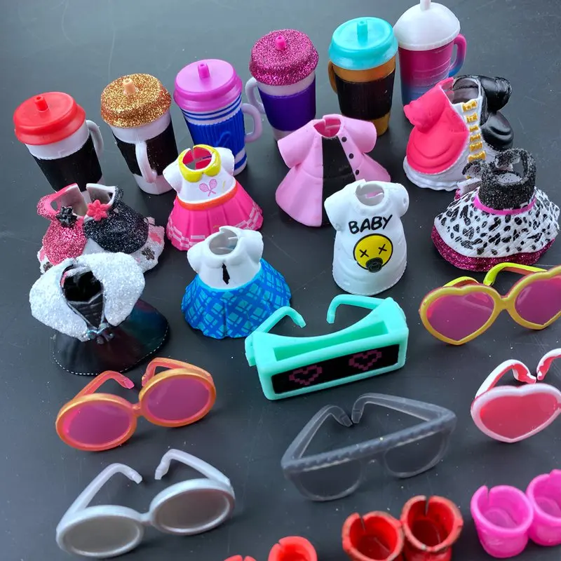 4pc origina doll clothes, bottles, shoes, glasses accessories for lols doll accessories hot sale