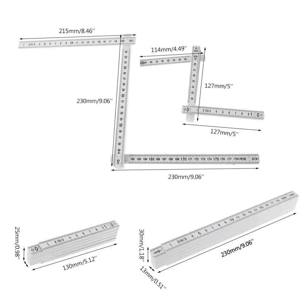 1M 2M 10-parts Folding Carpenters Ruler Lightweight Compact Measuring Slide Fold Up for Woodworking