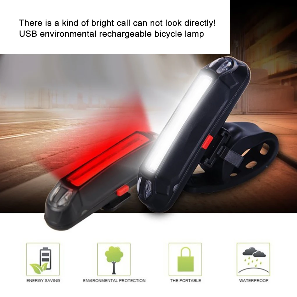 Bike LED Light Modes Plastic Rear Lamps Safety Riding USB Cycling Warning Lights Household Shop Supplies Red blue