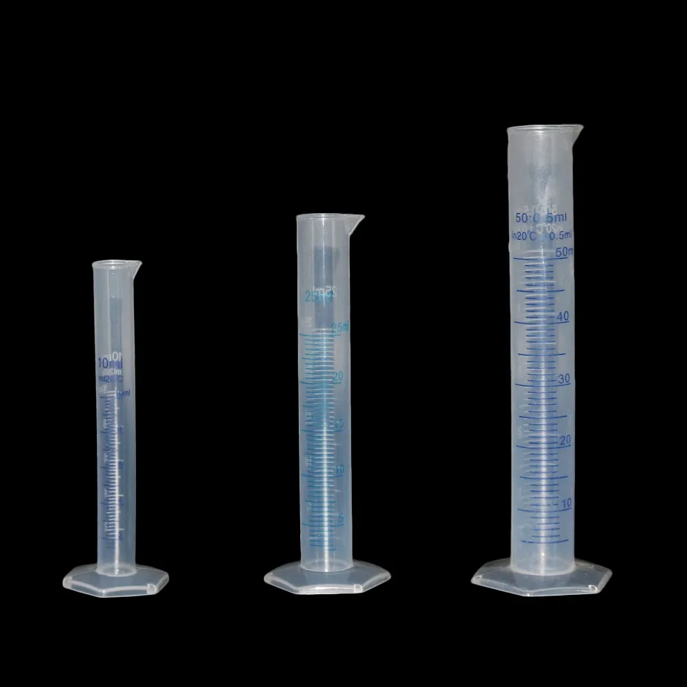 Clear White Plastic Liquid Measurement Graduated Cylinder for Lab Supplies Laboratory Tools 10ml,25ml,50ml,100ml,250ml,500ml