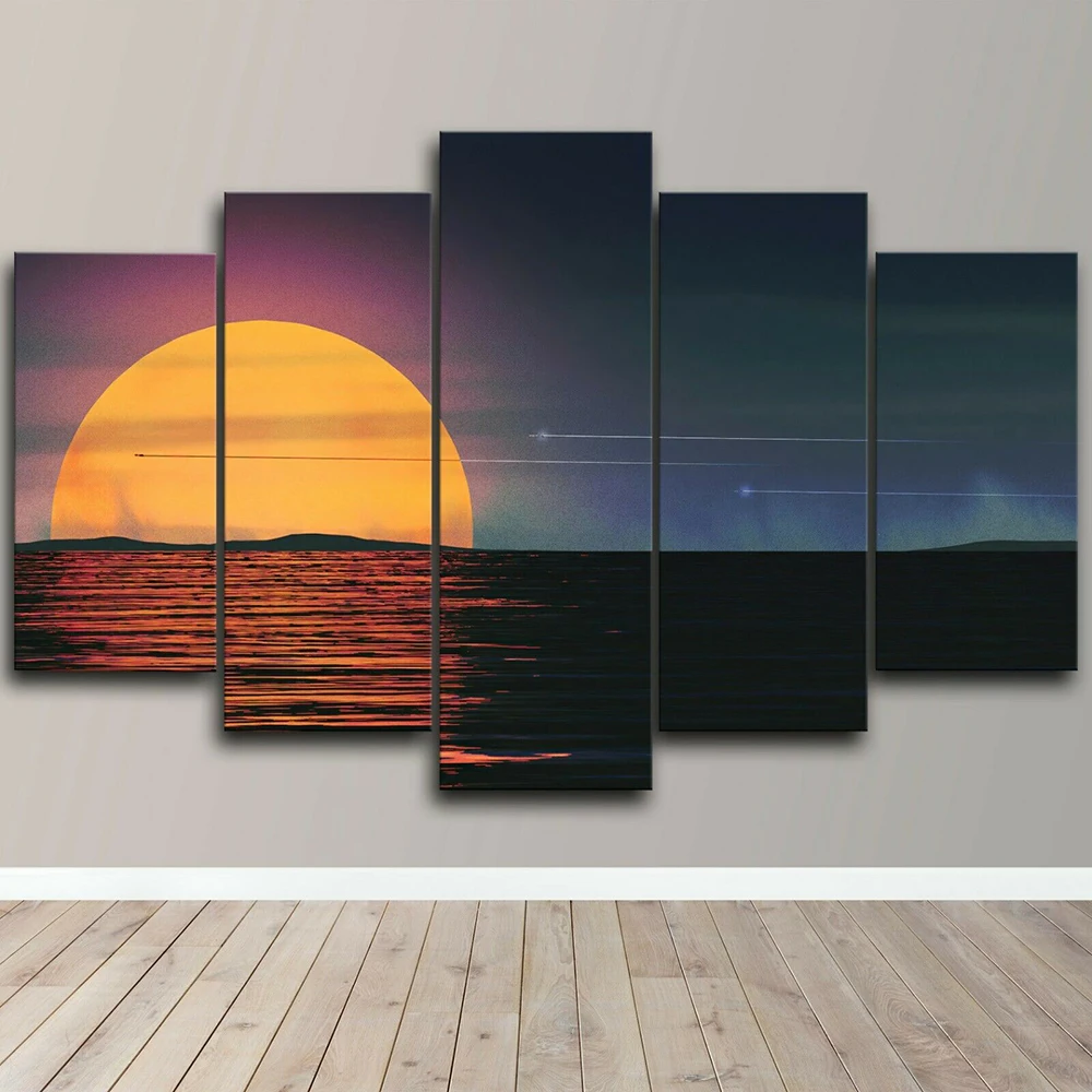 

5 Pieces Wall Art Canvas Painting Abstract Seascape Posters Living Room Bedroom Home Decoration Modular Pictures Free Shipping