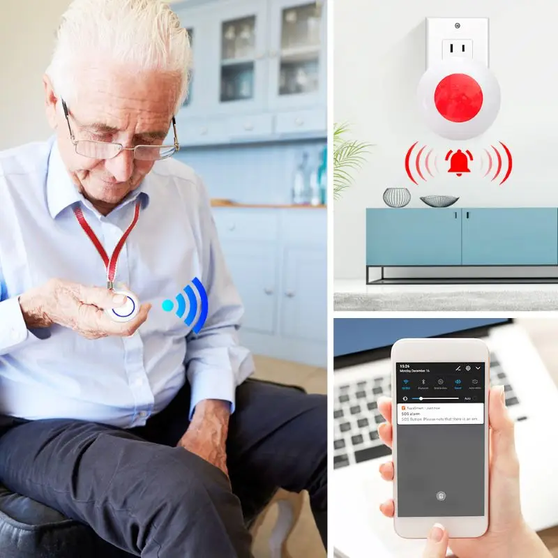 TYSH Tuya Wifi Sos Smart Wireless Sensor Alarm Waterproof Emergency Help Sos Emergency Button Emergency Personal Alarm Sensor