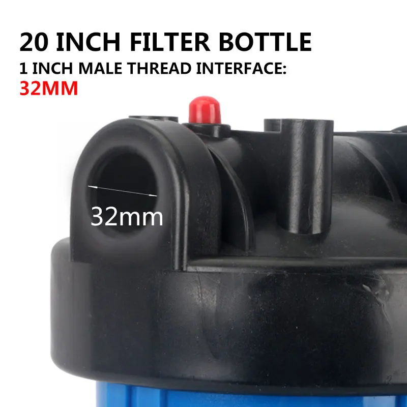 Fat 20 Inch Large Capacity Blue Filter Bottle Plastic Interface 1\'\' Thread 32MM Chubby 20\'\' Filtration Commercial Cartridge