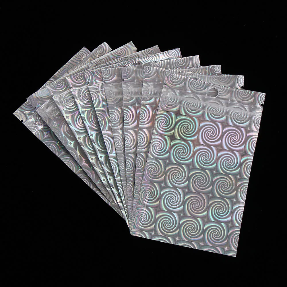 10Pcs Iridescent Zip lock Bags Pouches Cosmetic Plastic Laser Iridescent Bags Holographic Makeup Bags Hologram Zipper Bags 2021