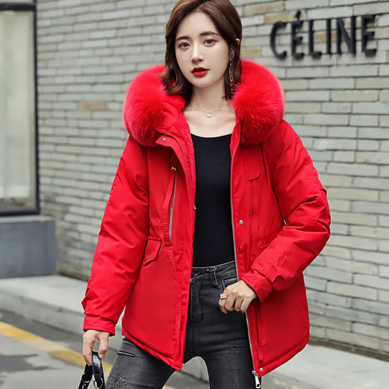 

2020 New Women Hooded Female Jacket Women Parka Big Fur Collar 2020 Women Coat Warm Winter Coat