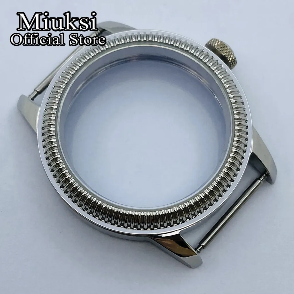 Miuksi 44mm silver stainless steel case fit ETA 6497 6498 Seagull ST3600 ST3620 ST36 series movement