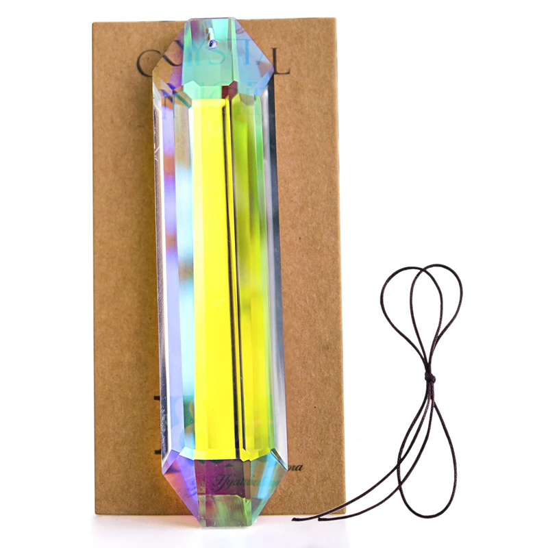 H&D Rainbow Maker Hexagonal Bar Chandelier Suncatcher Crystal Glass Prism Pendant DIY Accessories Christmas Tree Ornament