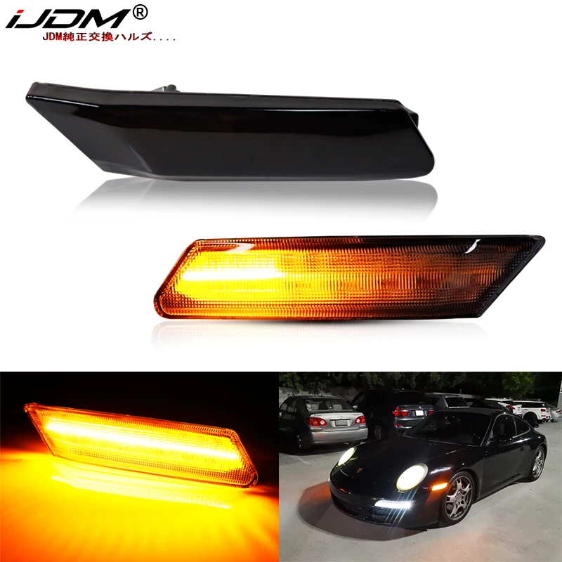 iJDM For Porsche 911 997 987 Cayman Boxster Dynamic LED Amber Side Marker Light Arrow Turn Signal Blinker Indicator Lamps 05-12