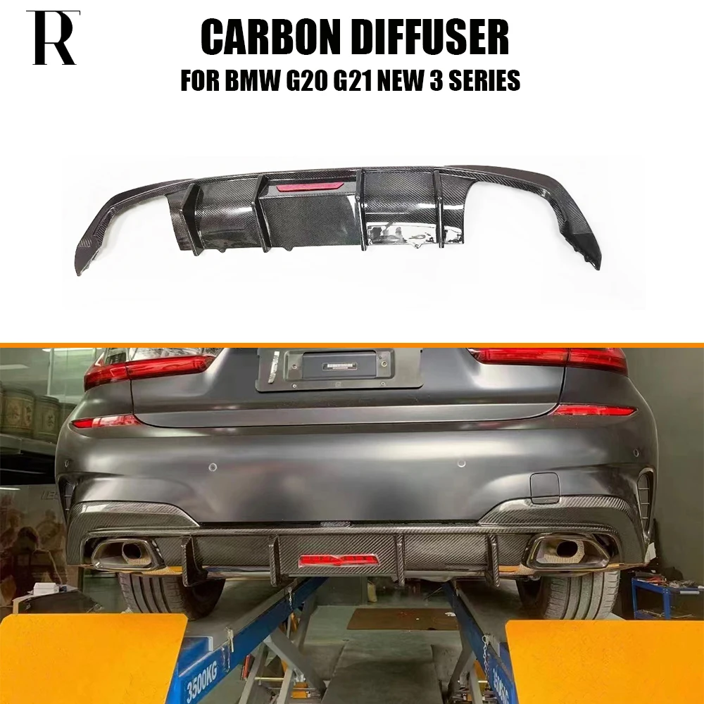 

Real Carbon Fiber Rear Bumper Diffuser With Led for BMW G20 Sedan G21 Wagon 320 330 340 M Package 2019UP