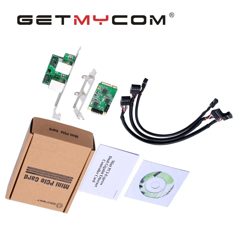 Getmycom original Mini PCI-e 2 Port Gigabit Ethernet Card Network Adapter 10/100/1000Mb For Server Serial port card