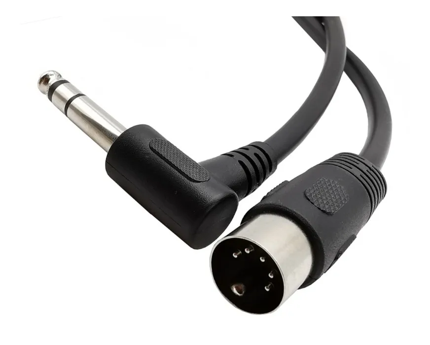 1.5M 90 Degree Right Angled MIDI Din 5Pin Male To Monoprice 6.35mm (1/4 Inch) Male TRSElectric Piano Guitar Stereo Audio Cable