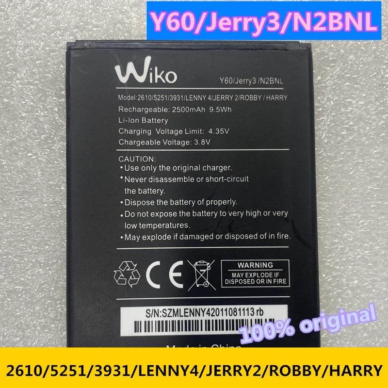 Oryginalna bateria 2500mAh do WIKO 3913 Lenny 4 ,Lenny4 Plus 4, 2610 5251 3931 JERRY 2 3 Jerry2 Jerry3 Robby Harry Tommy 3 Y60