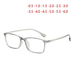 Ultralight TR90 Candy Color Transparent Spectacle Glasses Women Clear Mirror Square Finished Myopia Glasses -0.5 -1.0  To -6.0