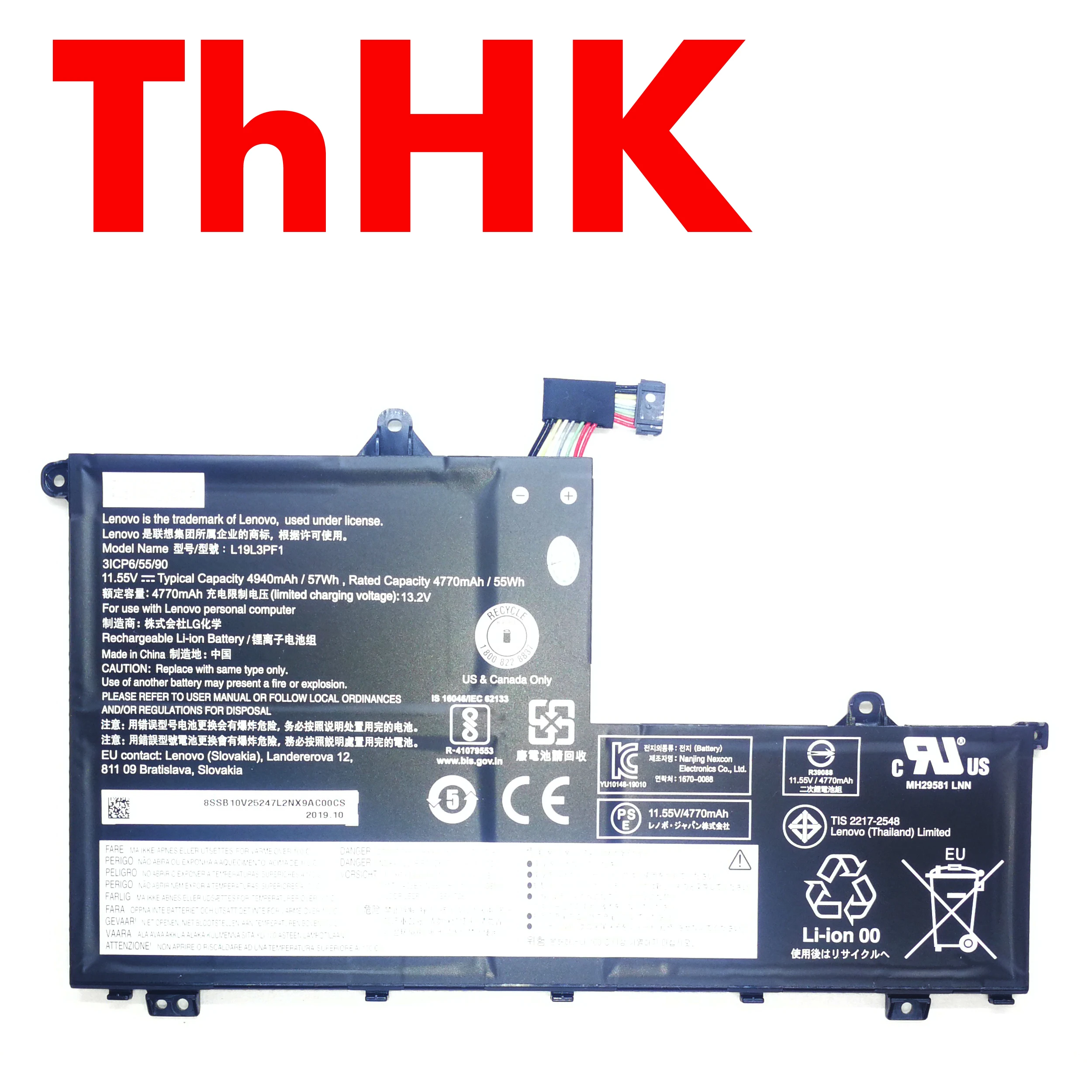 New Genuine Original L19L3PF1 3ICP6/55/90 Laptop Battery For Lenovo Wei 6  Wei 6-14-IML Notebook 4940mAh 57WH 11.55V