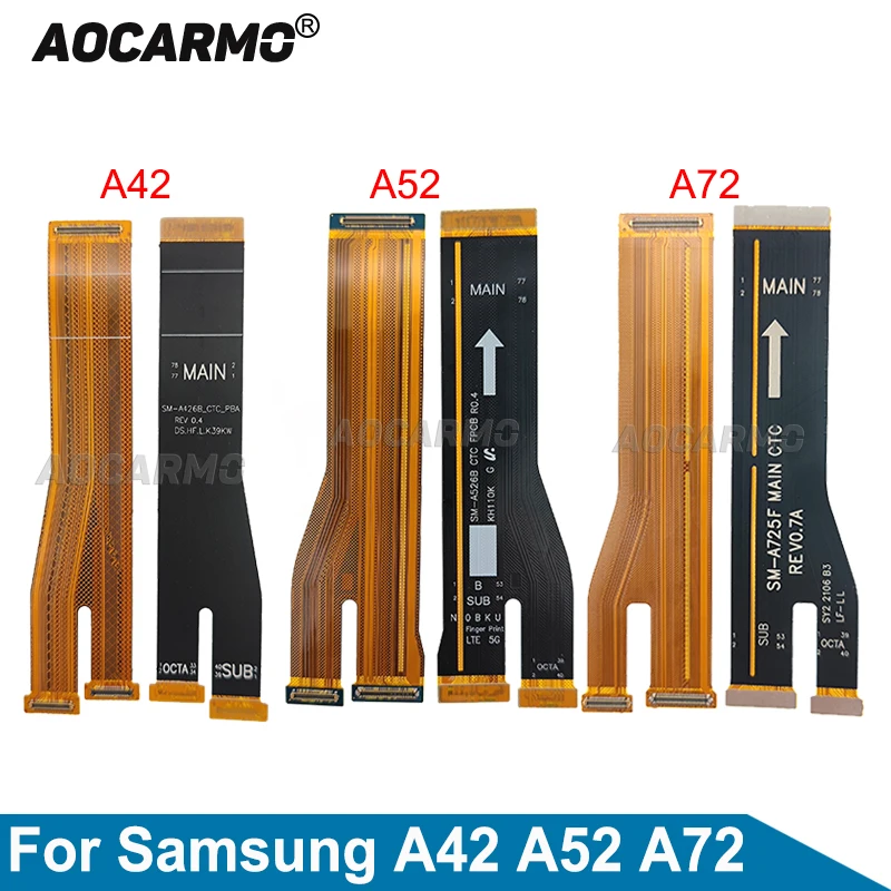 Aocarmo para samsung galaxy a42 a52 a72 placa principal placa mãe display lcd cabo flex a426b a725f peças de reposição