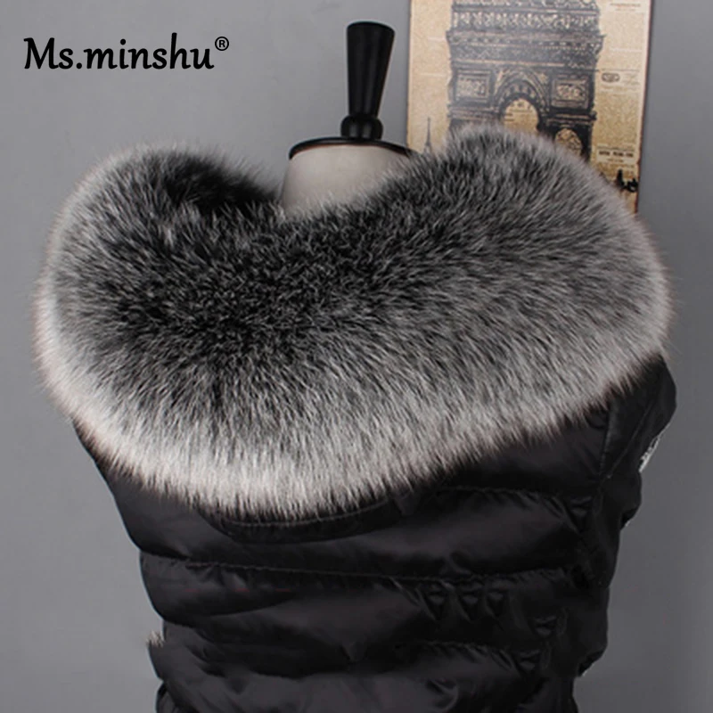 Ms.MinShu Fox Fur Collar For Hood Real Fox Fur Hood Trim Scarf Big Fur Collar 100% Real Fox Fur Collar Trim Custom Made