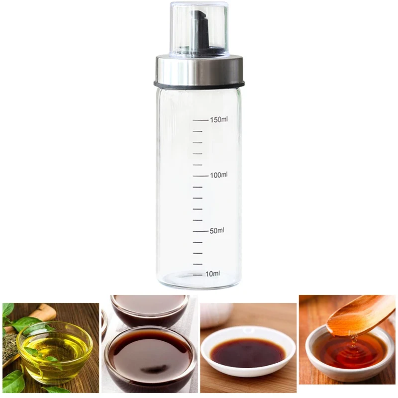 NUBECOM Practical Leak Proof Condiment Bottle High Borosilicate Glass Oil Vinegar Soy Sauce Bottle Kitchen Supply 150/300/450ml