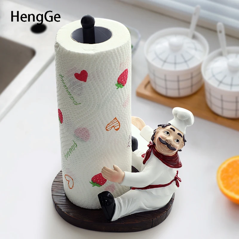 

Nordic Chef Paper Towel Holder Stand Creativity Resin Embellishment Plastic Wrap Roll Paper Storage Rack Toilet Paper Dispenser