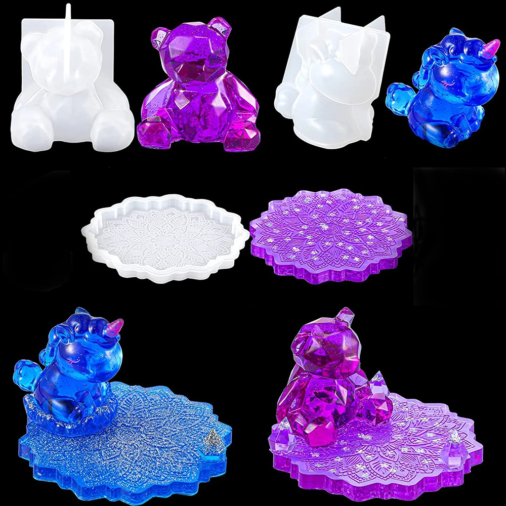 Phone Stand Resin Moulds Bear Cat Animal Silicone Mould Cell Phone Stand Mold Diy Craft Jewelry Mobile Phone Bracket Handmade