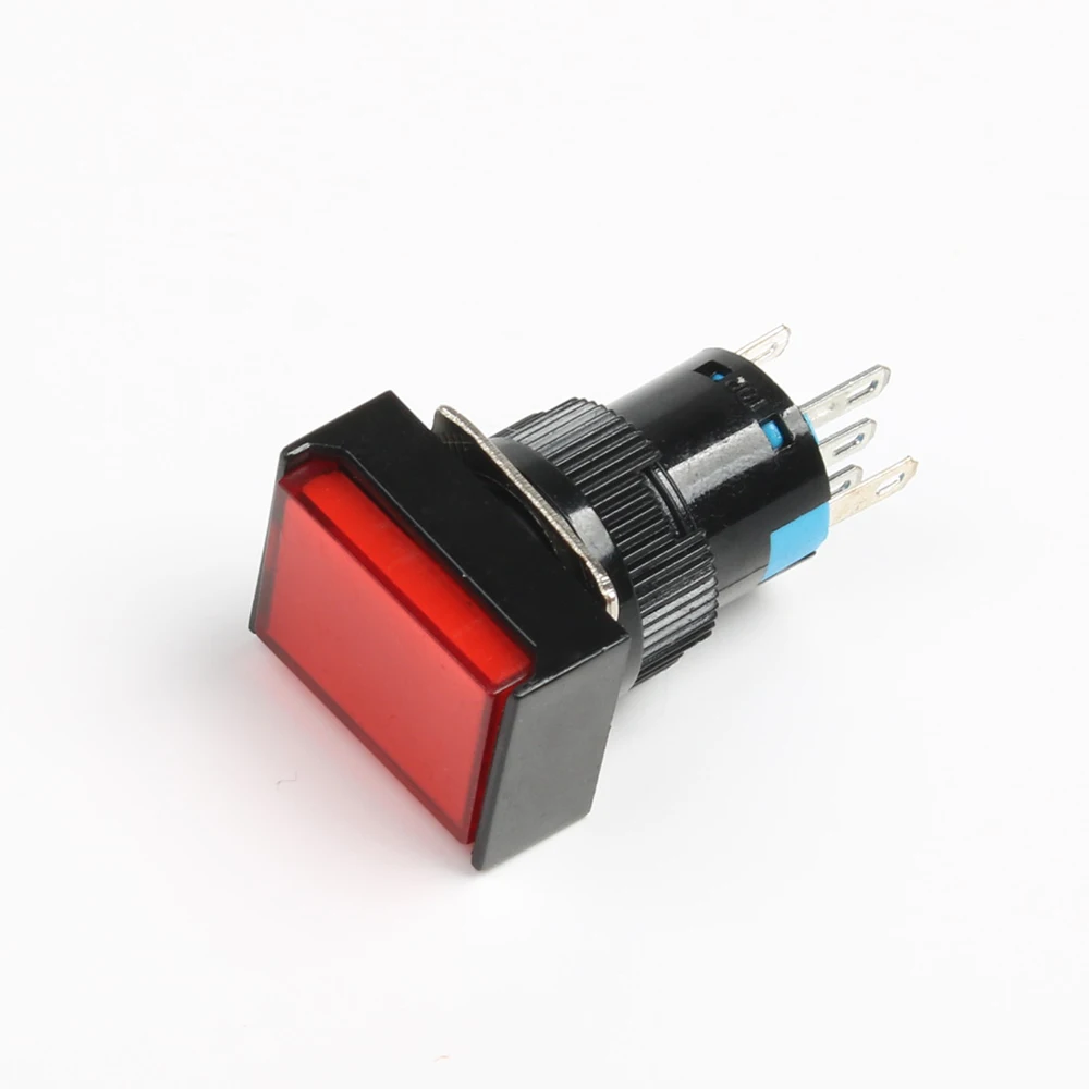 16mm 1NO1NC Latching Momentary Plastic Push Button Switch Rectangle Pilot Lamp Indicator Light With LED No LED