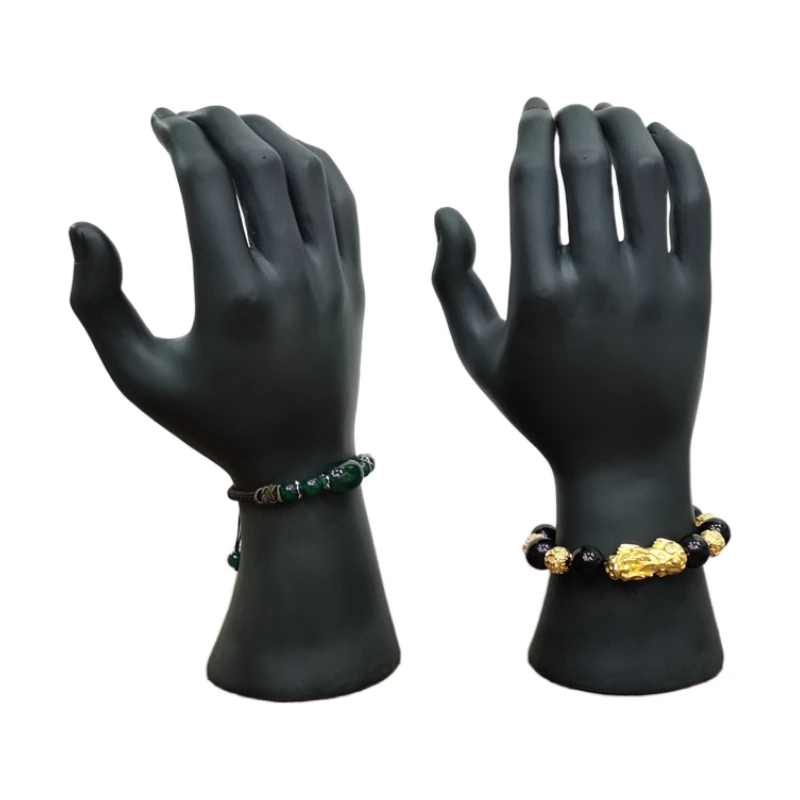 1 Male Right Hand Mannequin Artificial Hand Plastic PVC Curved Shape Black Strong Male Hand Men\'s Jewelry Watch Display Props